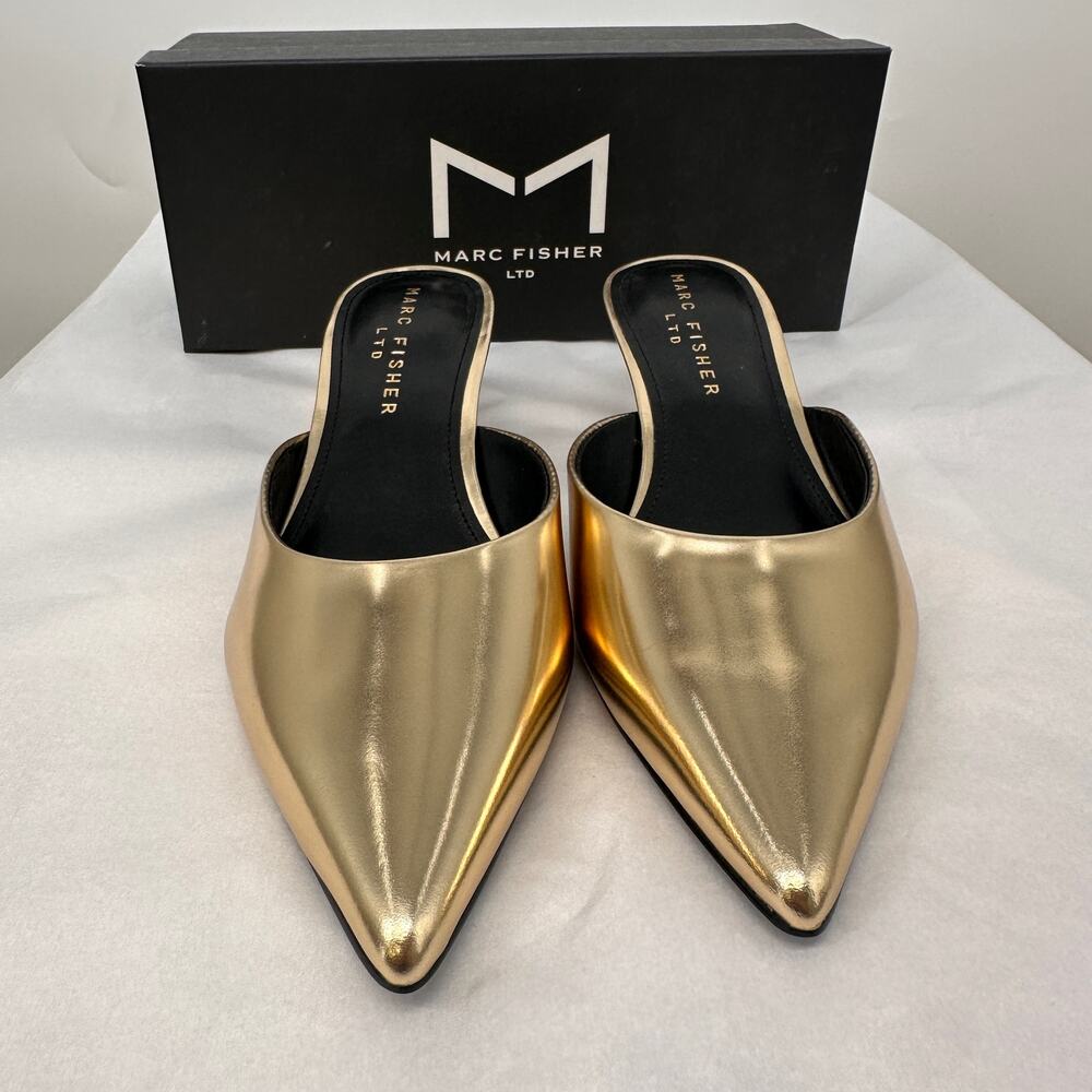 MARC FISHER New in Box Rosa Mule Heel in Gold Metallic // 7 - Picture 3 of 9